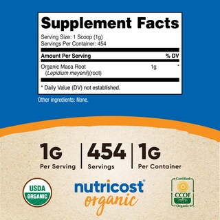 Foto 2 | Suplemento Nutricost De Raíz De Maca Orgánica En Polvo, 454 G - Venta Internacional.