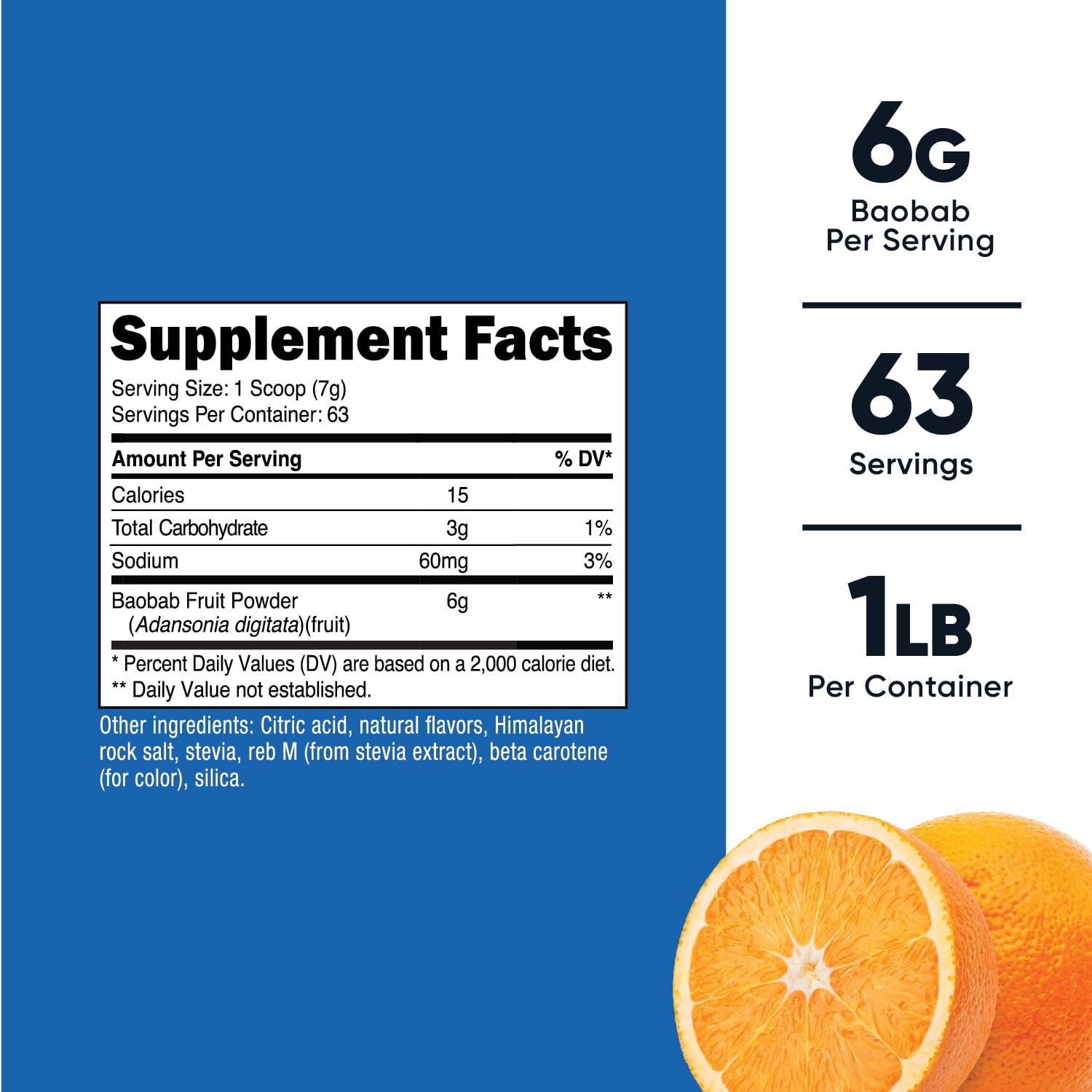 Foto 3 pulgar | Polvo De Fruta De Baobab Nutricost Con Sabor A Naranja, 454 G, Vegano - Venta Internacional.