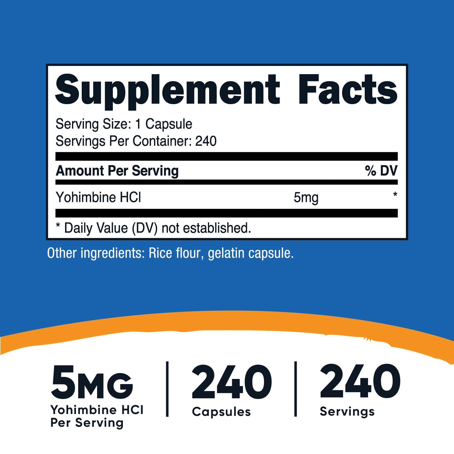 Foto 3 pulgar | Suplemento Nutricost Yohimbina Hcl 5 Mg 240 Cápsulas - Venta Internacional.