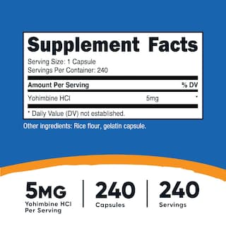Foto 2 | Suplemento Nutricost Yohimbina Hcl 5 Mg 240 Cápsulas - Venta Internacional.