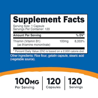 Foto 2 | Suplemento Nutricost De Vitamina B1 (tiamina) 100 Mg 120 Cápsulas - Venta Internacional.
