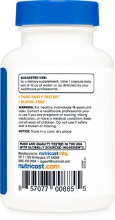 Foto 4 | Suplemento Nutricost De Vitamina B1 (tiamina) 100 Mg 120 Cápsulas - Venta Internacional.
