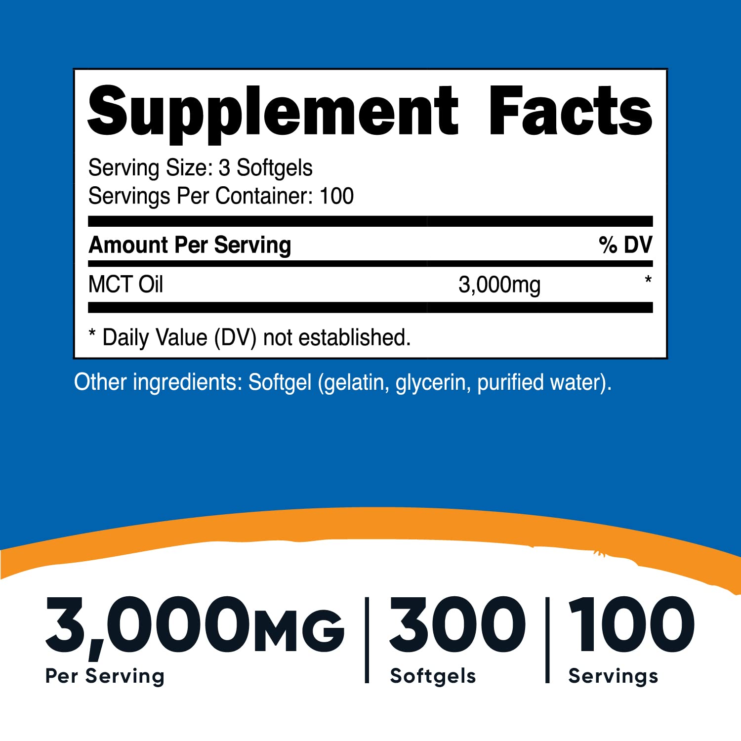 Foto 3 pulgar | Suplemento Nutricost, Cápsulas Blandas De Aceite Mct, 1000 Mg, 300 Sfg - Venta Internacional.