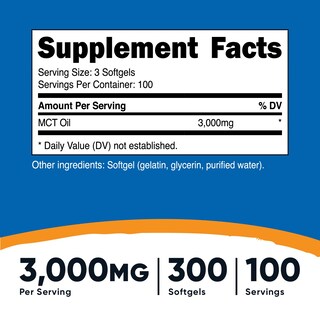 Foto 2 | Suplemento Nutricost, Cápsulas Blandas De Aceite Mct, 1000 Mg, 300 Sfg - Venta Internacional.