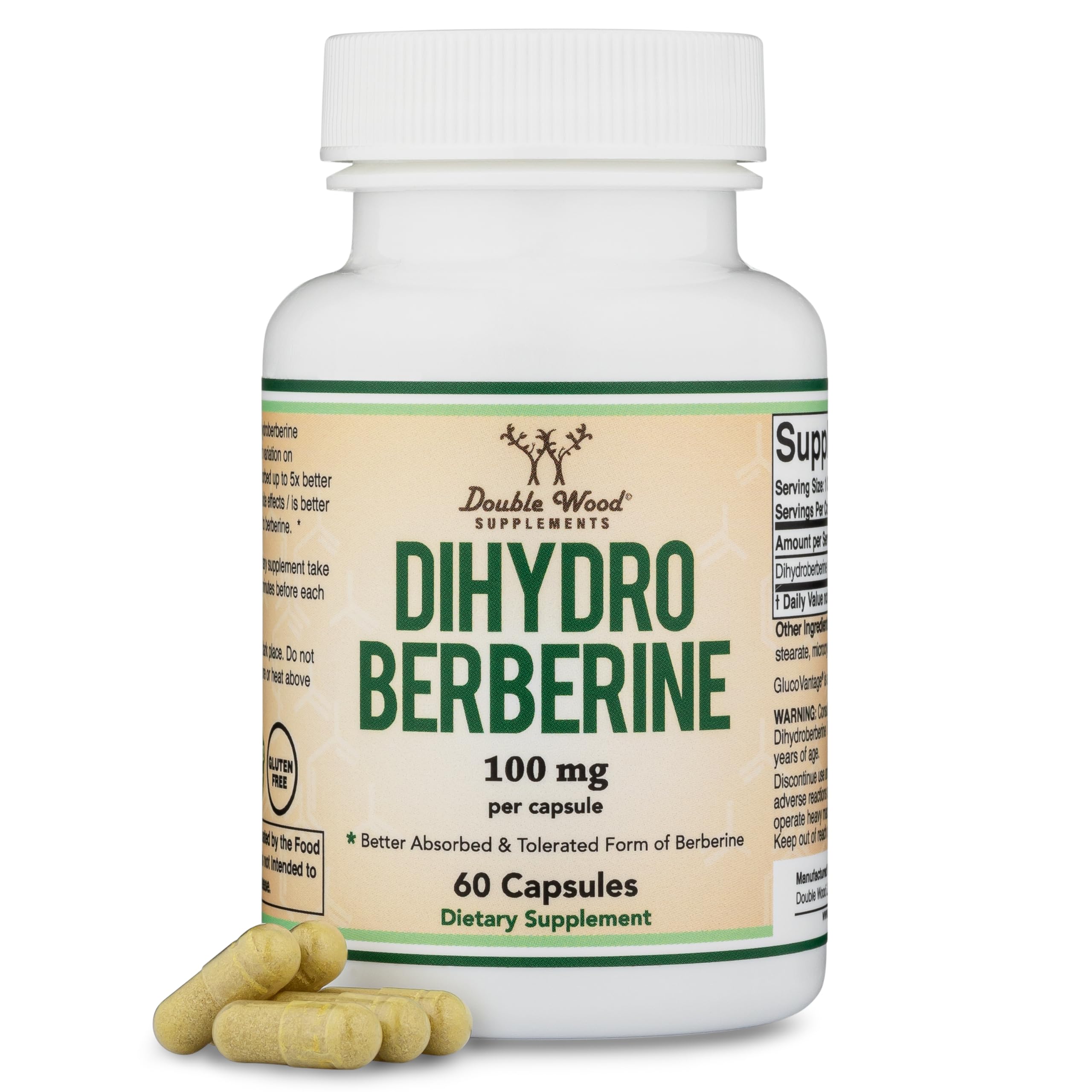 Foto 2 pulgar | Suplemento De Dihidroberberberina Double Wood 100 Mg 60 Cápsulas - Venta Internacional.
