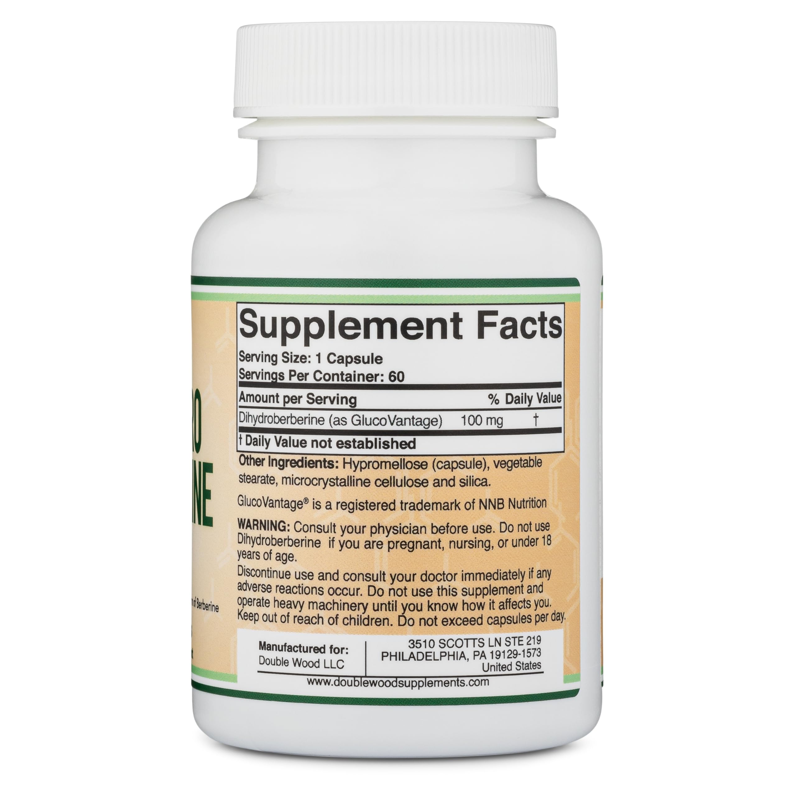 Foto 3 pulgar | Suplemento De Dihidroberberberina Double Wood 100 Mg 60 Cápsulas - Venta Internacional.