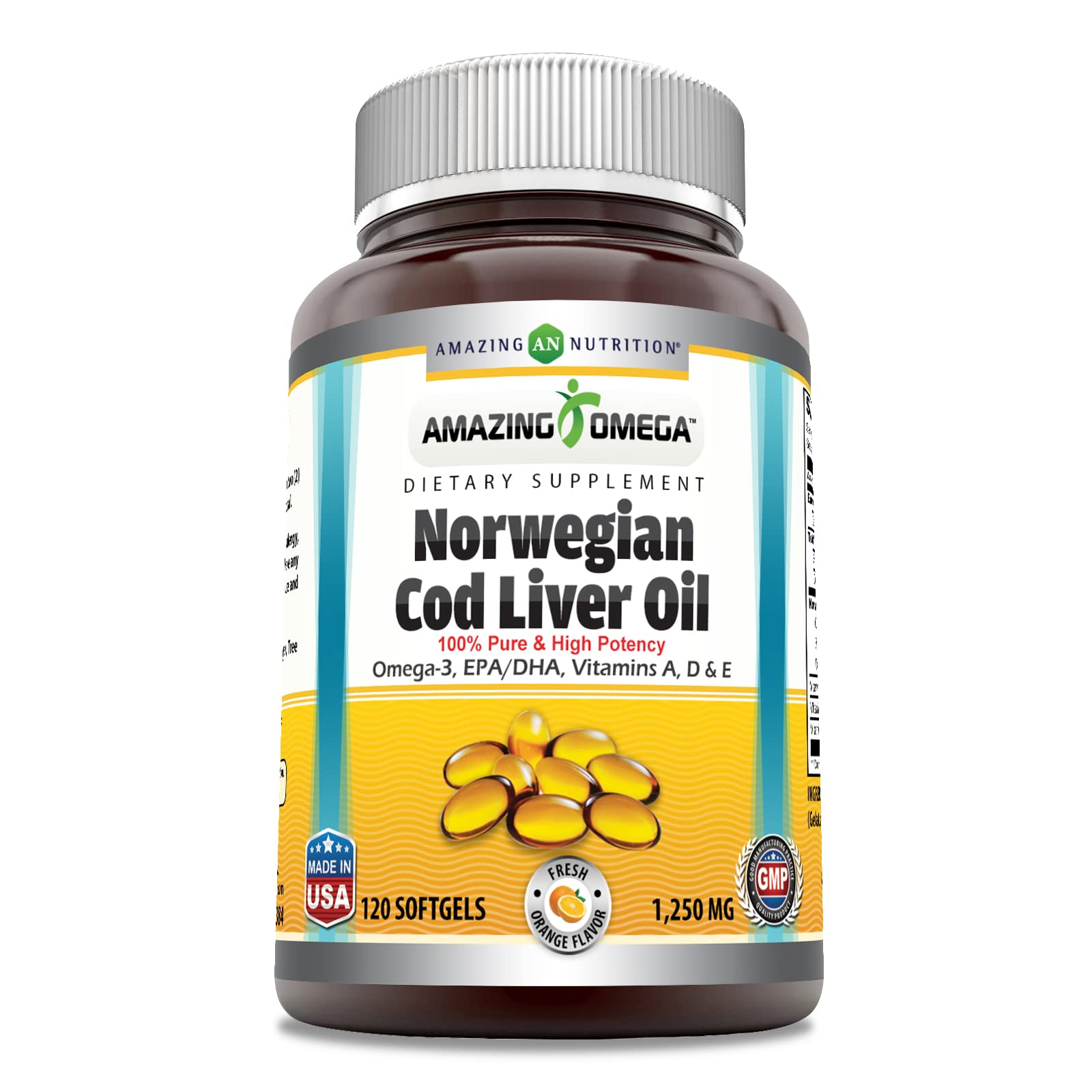 Foto 2 pulgar | Suplemento Amazing Omega Norwegian Bod Liver Oil 1250 Mg - Venta Internacional.