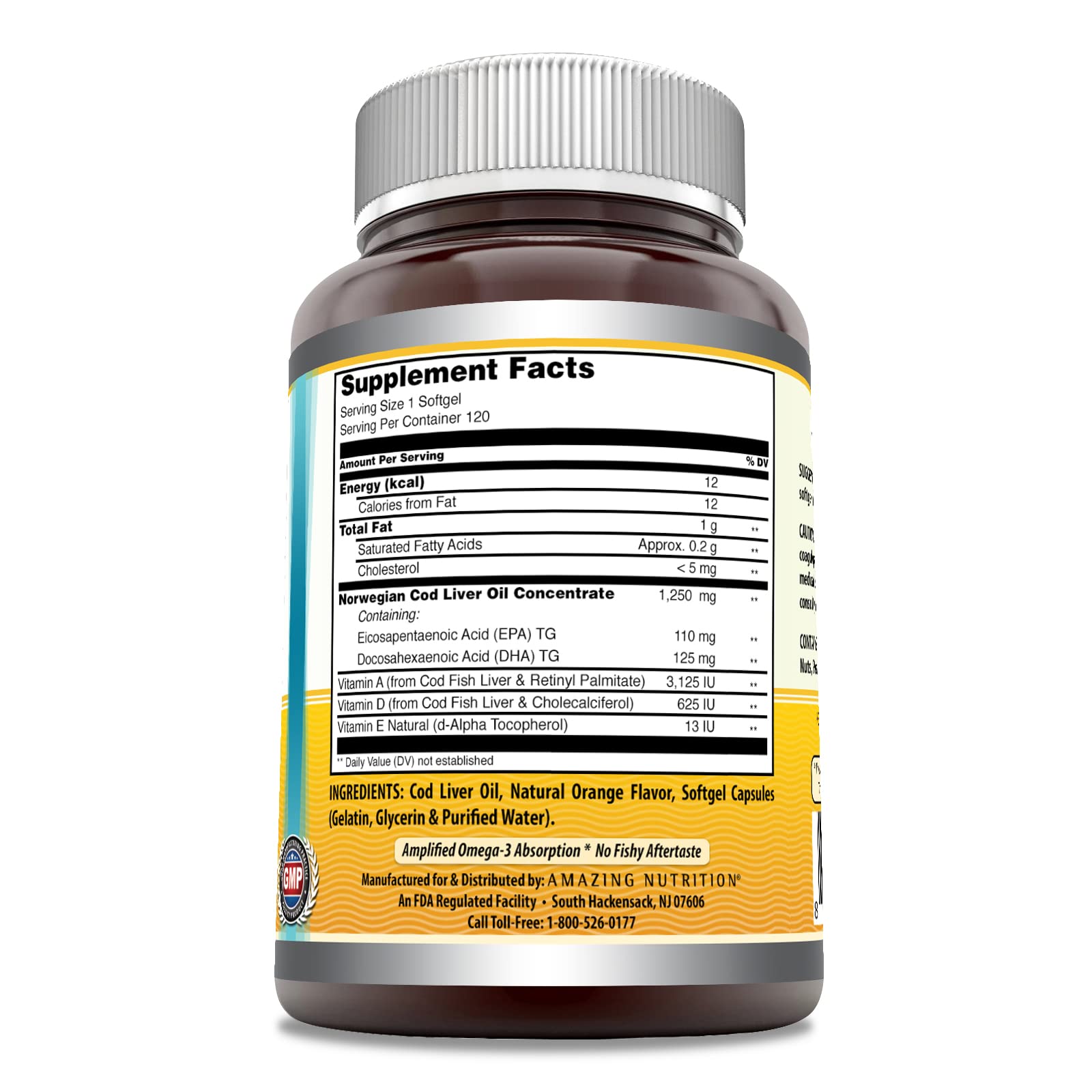 Foto 4 pulgar | Suplemento Amazing Omega Norwegian Bod Liver Oil 1250 Mg - Venta Internacional.