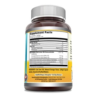 Foto 3 | Suplemento Amazing Omega Norwegian Bod Liver Oil 1250 Mg - Venta Internacional.