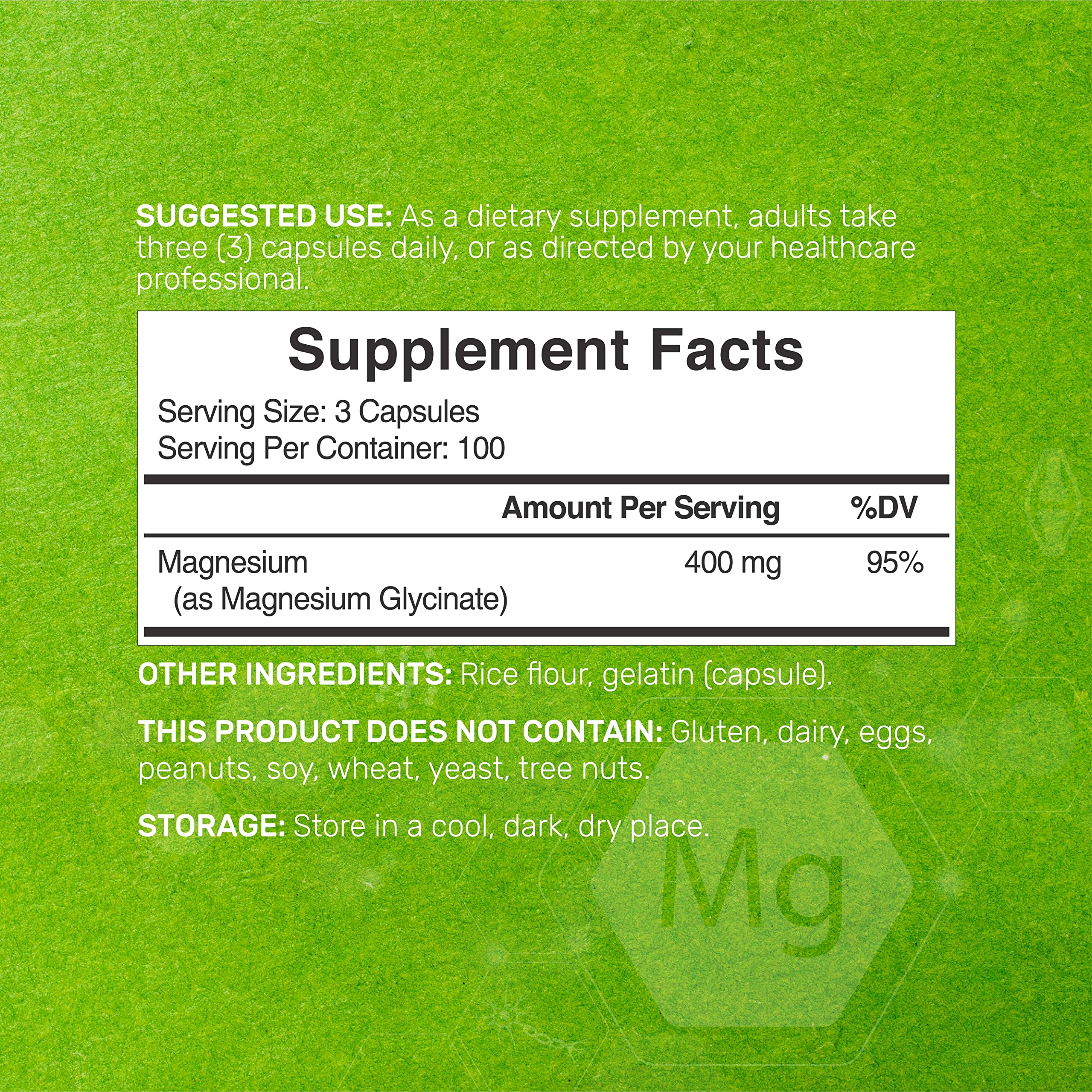 Foto 3 pulgar | Suplemento Deal Glicinato De Magnesio 400 Mg 300 Cápsulas - Venta Internacional.