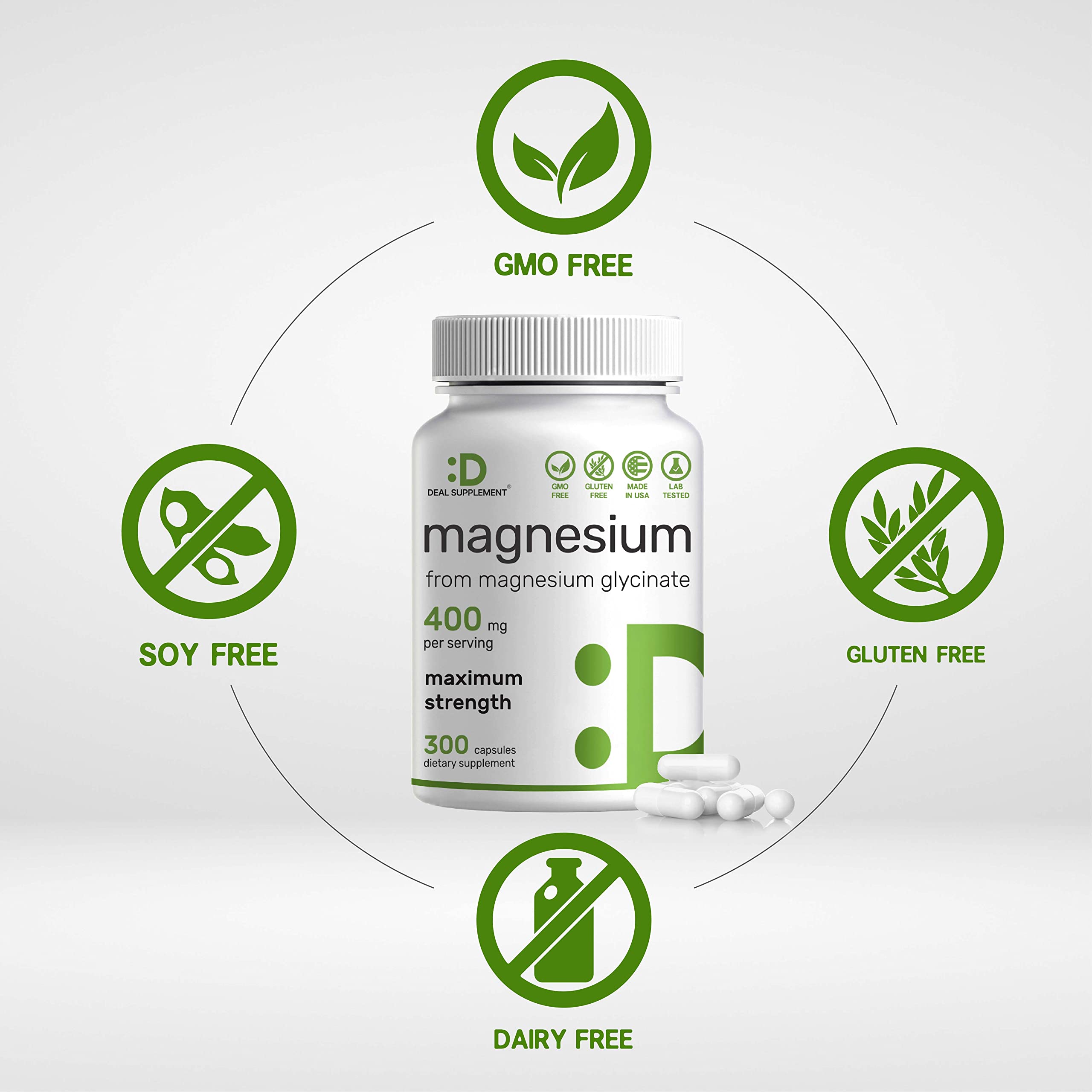 Foto 4 pulgar | Suplemento Deal Glicinato De Magnesio 400 Mg 300 Cápsulas - Venta Internacional.