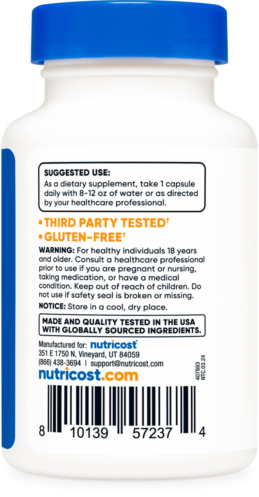 Foto 5 pulgar | Suplemento Nutricost, Cápsulas De Dihidroberberina, 100 Mg, 60 Unidades - Venta Internacional.