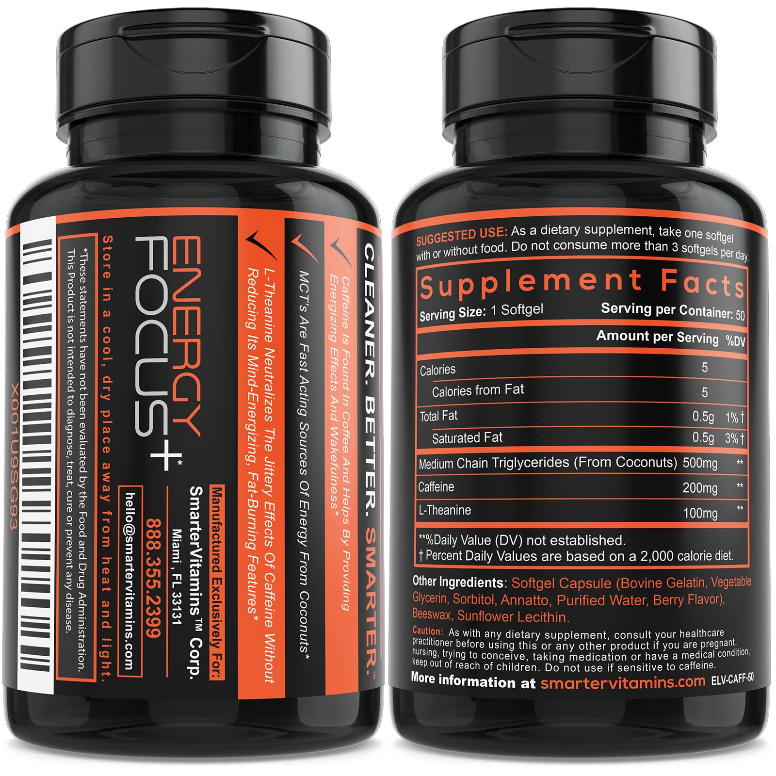 Foto 5 pulgar | Píldoras De Cafeína Smartervitamins 200 Mg (paquete De 3) Con L-teanina - Venta Internacional.