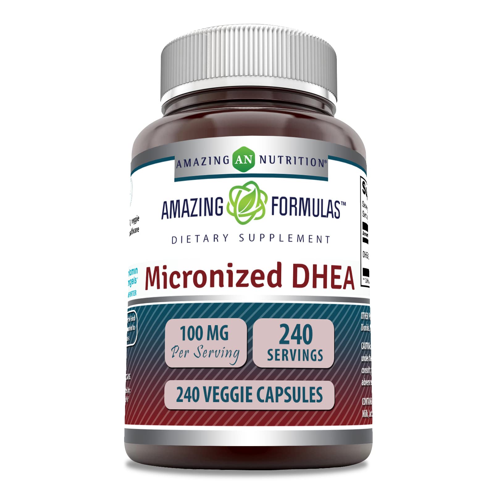 Suplemento Amazing Formulas Con Dhea Micronizada, 100 Mg, 240 Cápsulas - Venta Internacional.