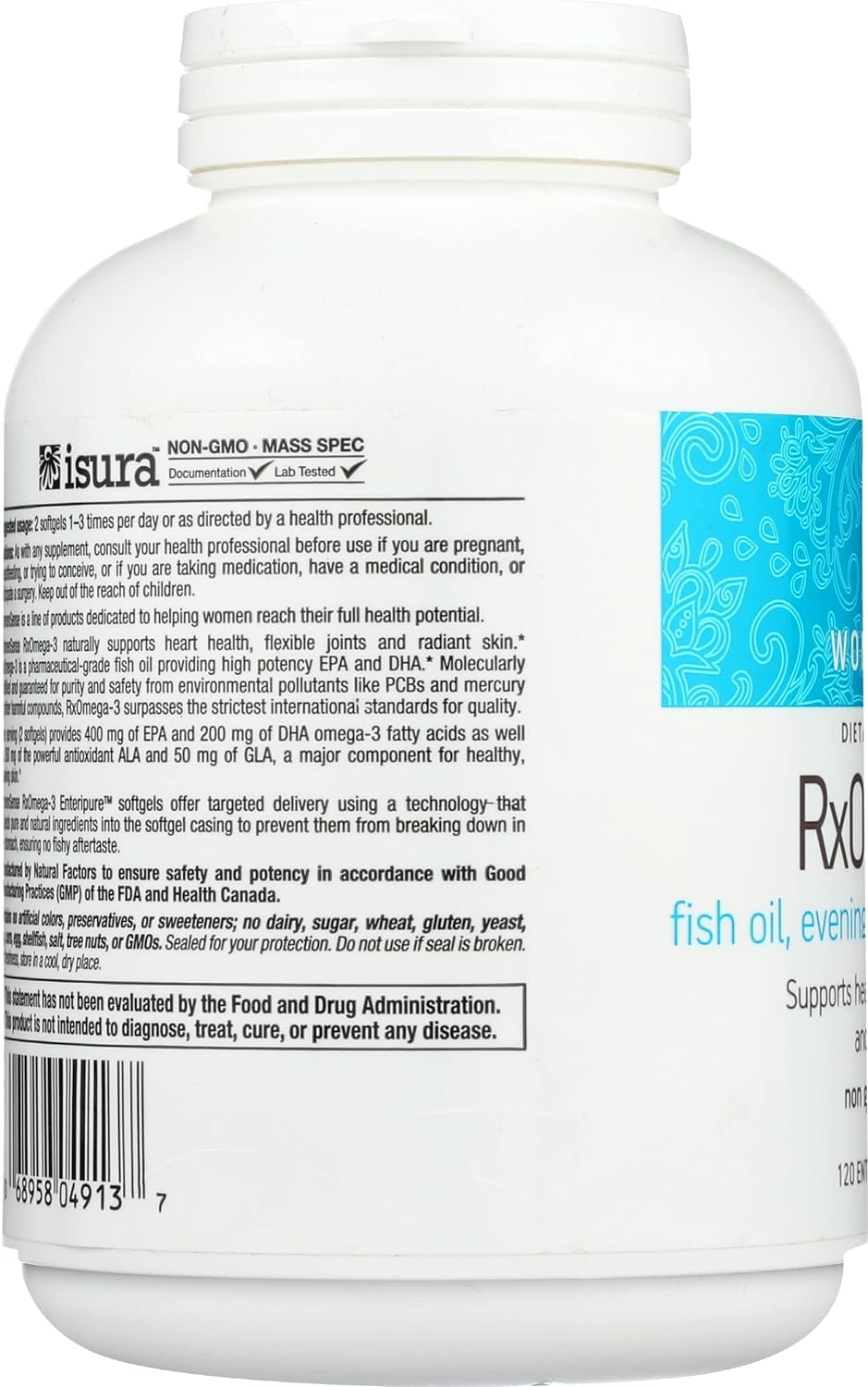 Foto 4 pulgar | Suplemento Natural Factors Rxomega-3 De Aceite De Pescado 120 Cápsulas Blandas - Venta Internacional.