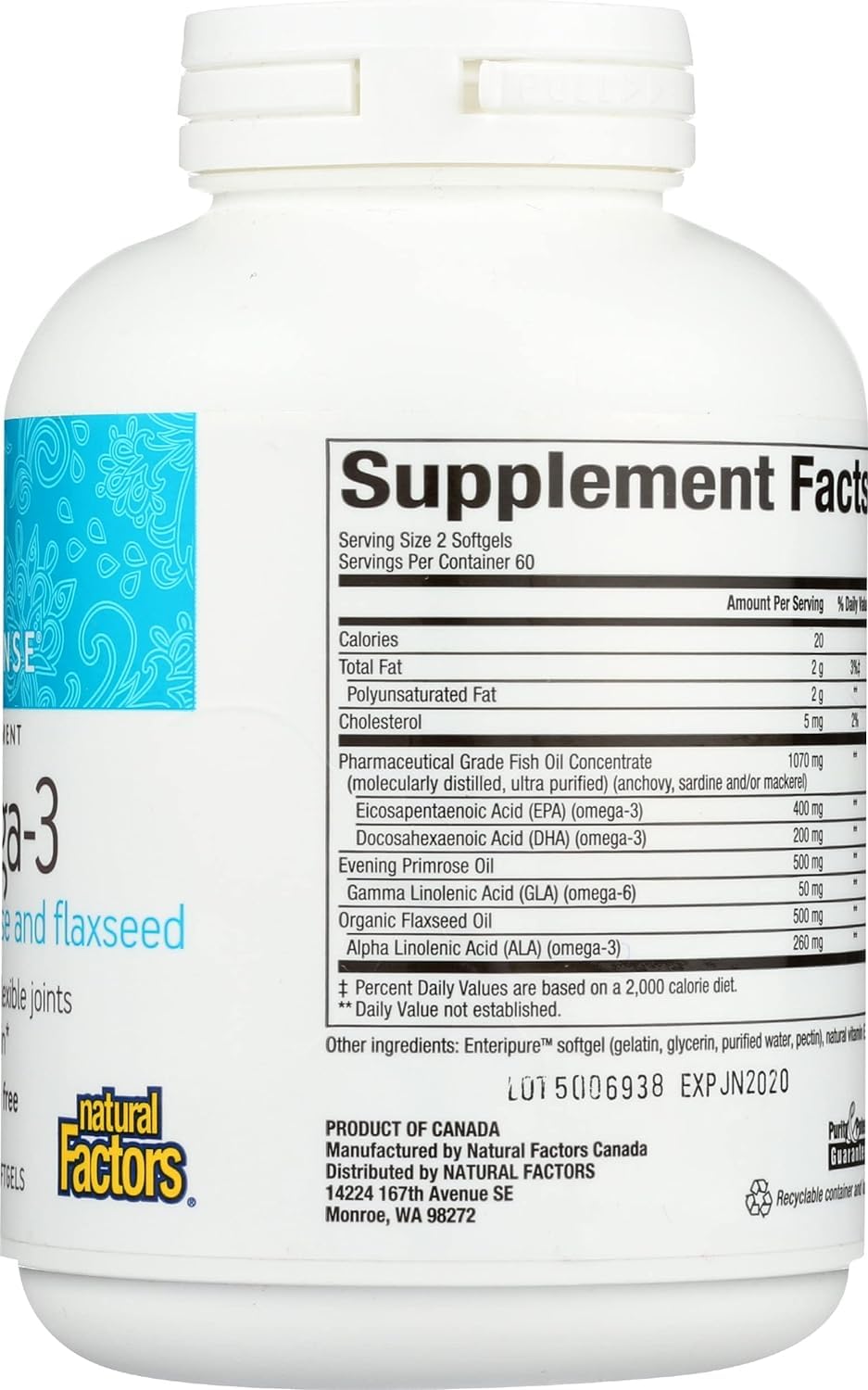 Foto 5 pulgar | Suplemento Natural Factors Rxomega-3 De Aceite De Pescado 120 Cápsulas Blandas - Venta Internacional.