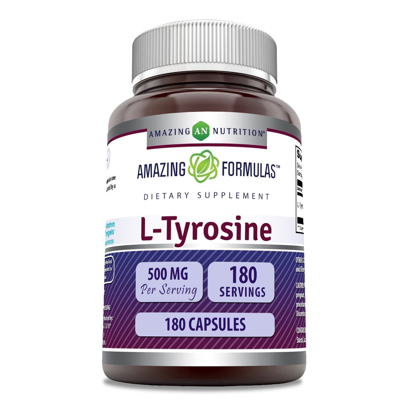 Suplemento Amazing Formulas, 500 Mg, Cápsulas De L-tirosina, 180 Unidades - Venta Internacional.