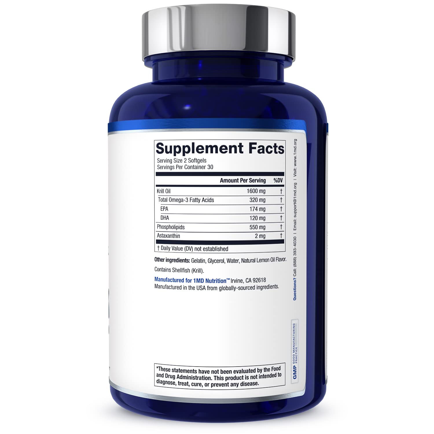 Foto 6 pulgar | Suplemento 1md Nutrition Aceite De Krill Antártico Krillmd 60 Cápsulas - Venta Internacional.