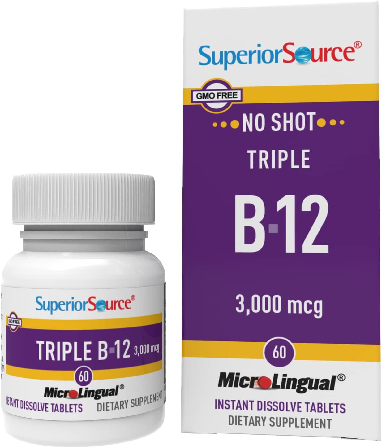 Foto 2 pulgar | Suplemento Superior Source No Shot Triple B12 3000 Mcg 60 Tabletas - Venta Internacional.