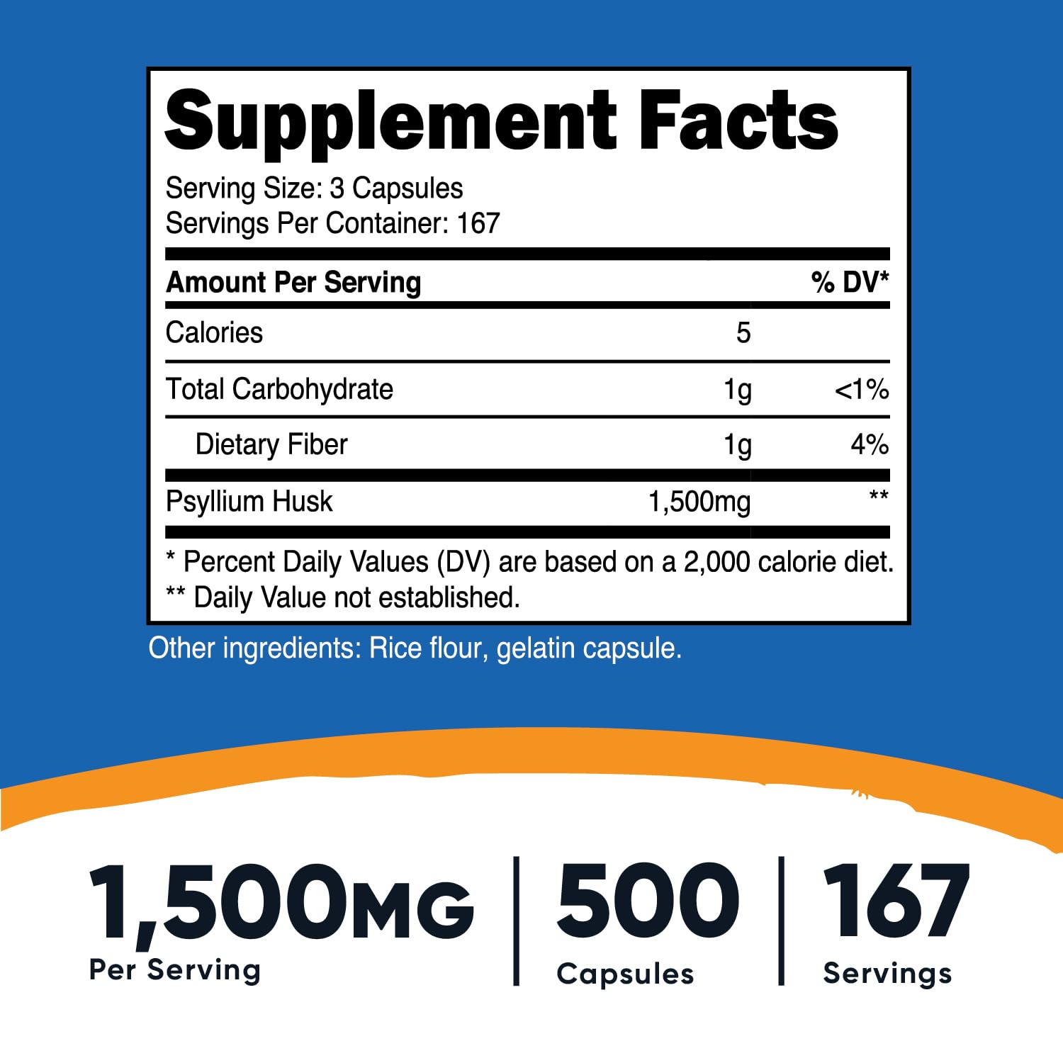 Foto 3 pulgar | Suplemento Nutricost Psyllium Husk 1500 Mg 500 Cápsulas - Venta Internacional.
