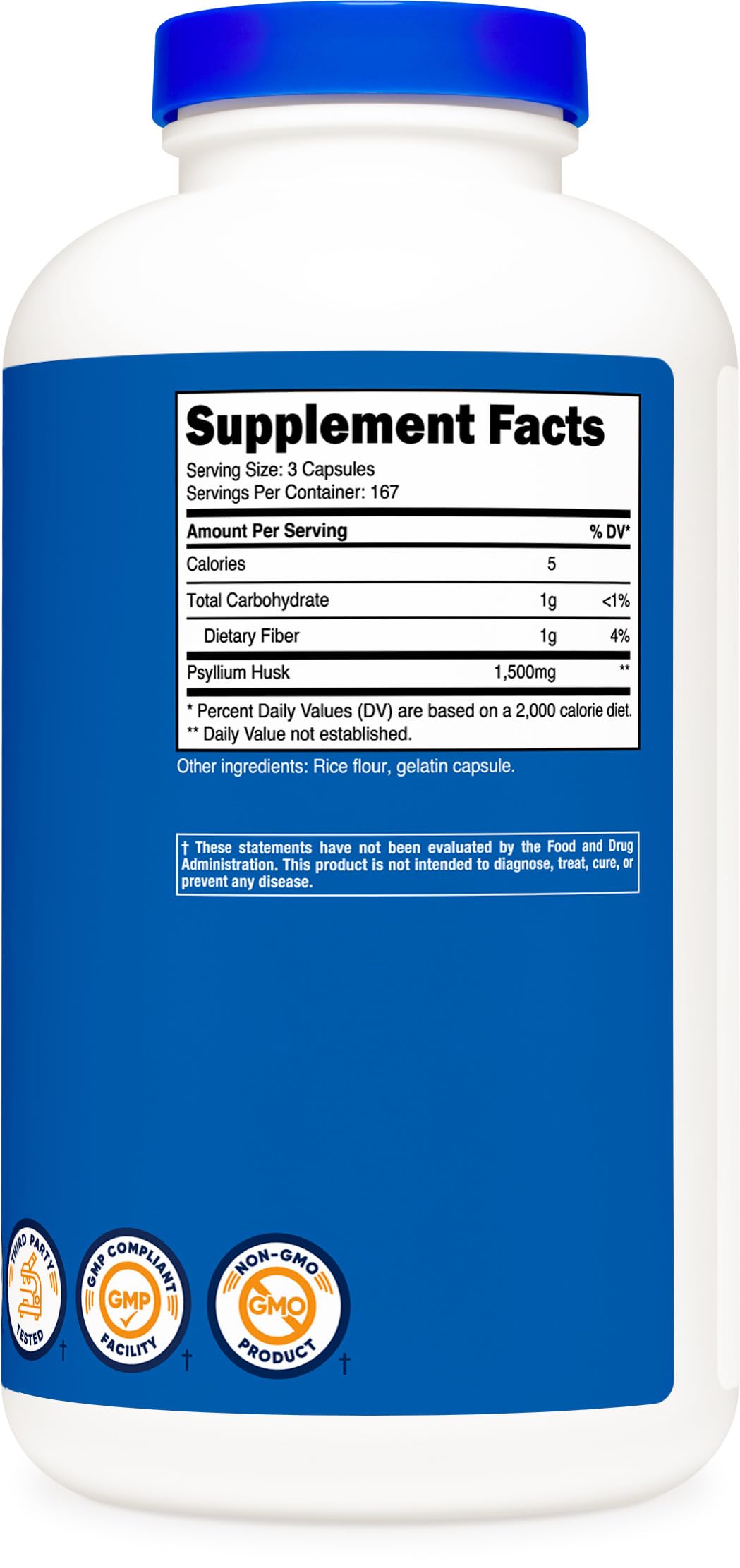Foto 6 pulgar | Suplemento Nutricost Psyllium Husk 1500 Mg 500 Cápsulas - Venta Internacional.