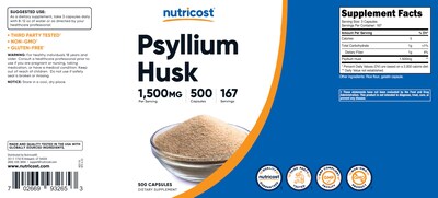 Foto 6 | Suplemento Nutricost Psyllium Husk 1500 Mg 500 Cápsulas - Venta Internacional.