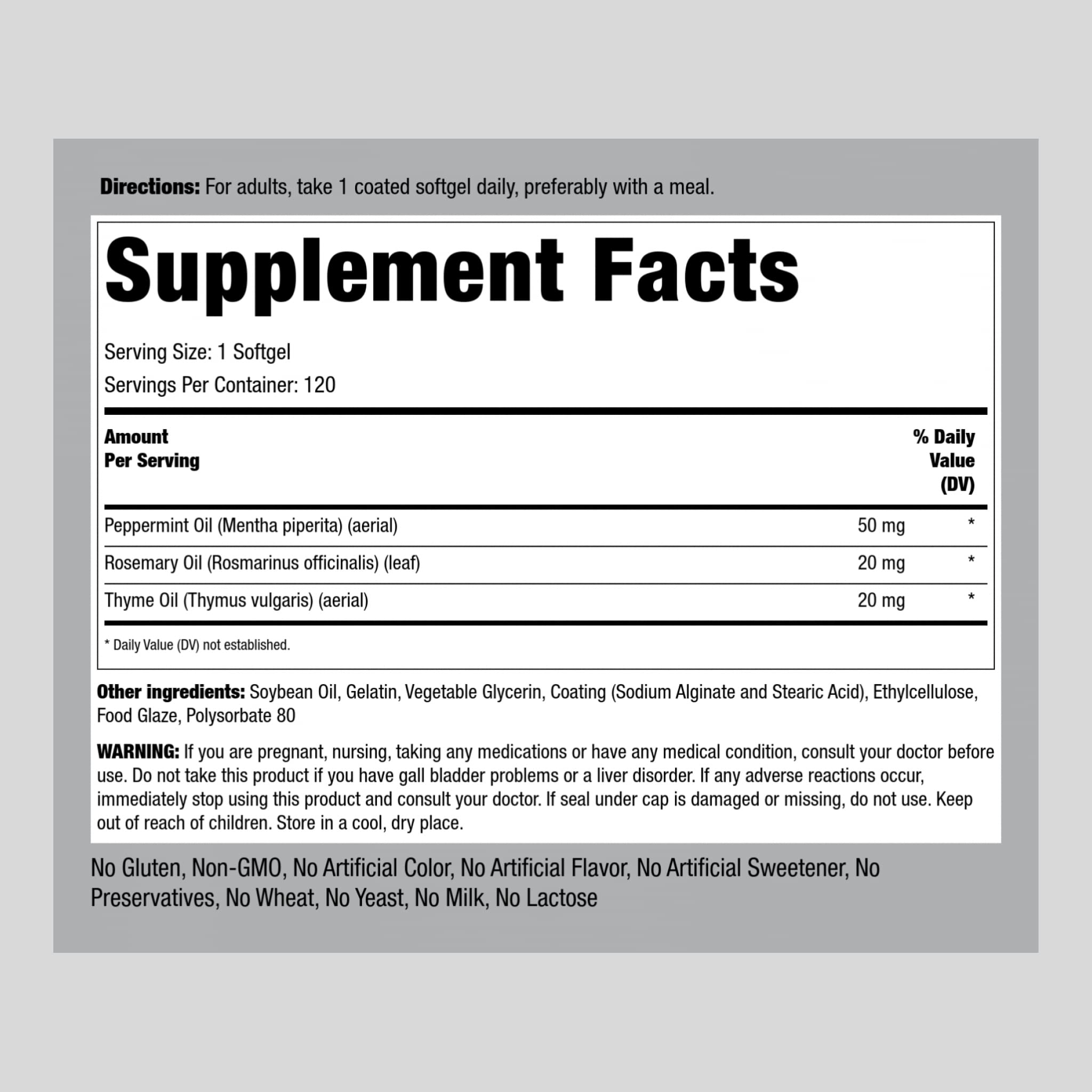 Foto 3 pulgar | Suplemento De Aceite De Menta Piping Rock, 50 Mg, 120 Cápsulas De Gelatina Blanda - Venta Internacional.