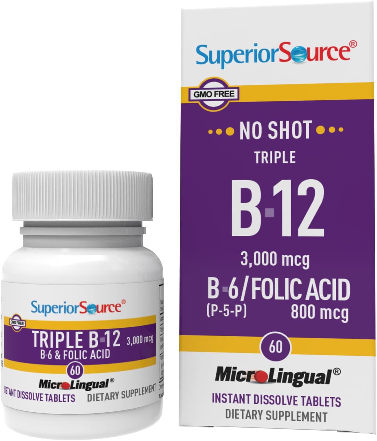 Foto 1 | Suplemento Superior Source No Shot Triple B12, 3000 Mcg, 60 Tabletas - Venta Internacional.