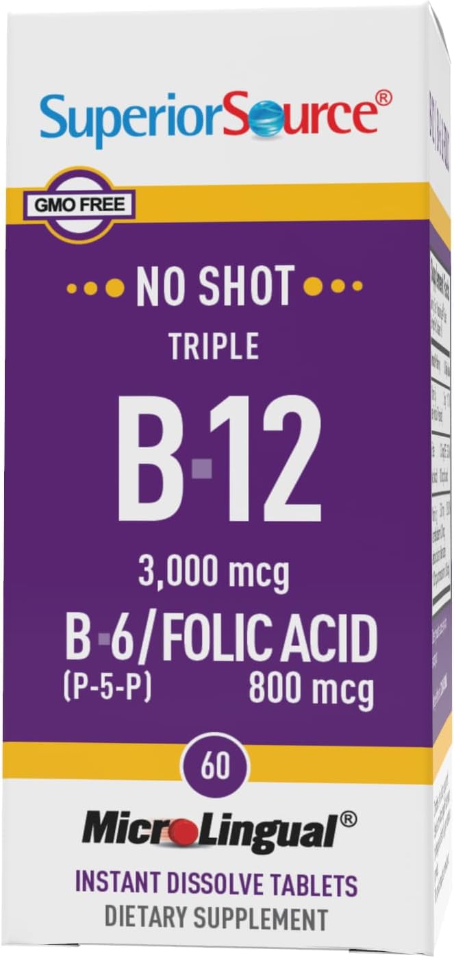Foto 6 pulgar | Suplemento Superior Source No Shot Triple B12, 3000 Mcg, 60 Tabletas - Venta Internacional.