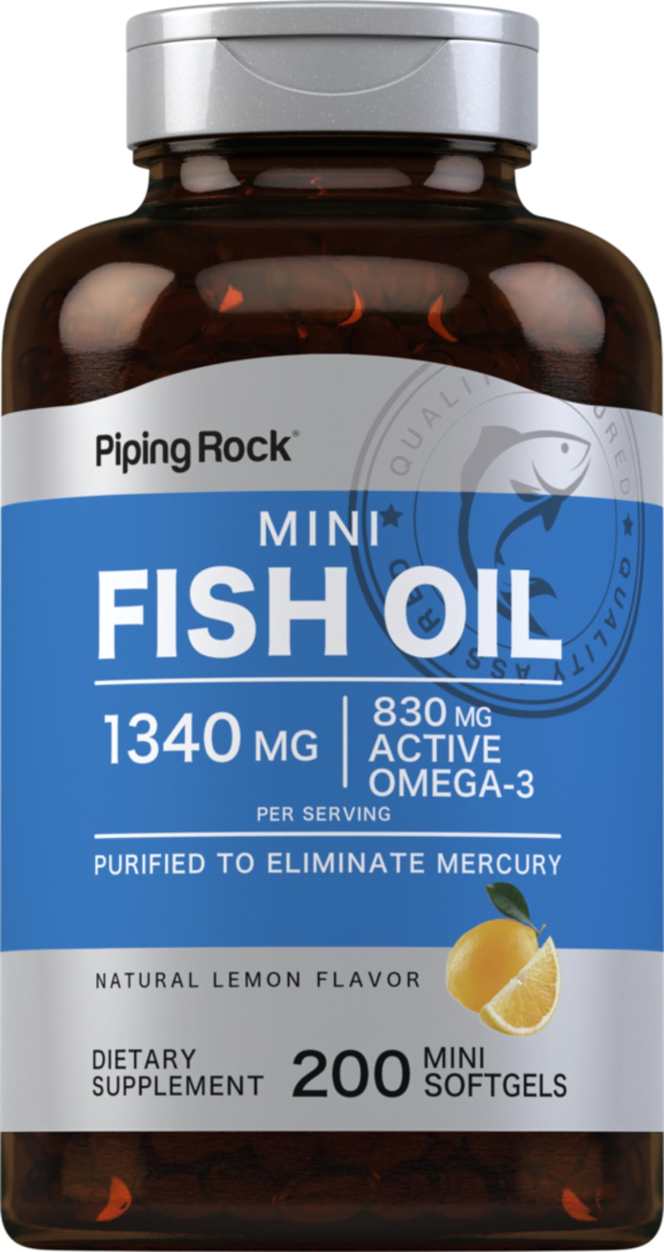Foto 1 | Suplemento Piping Rock Mini Cápsulas Blandas De Aceite De Pescado, 1340 Mg, 200 Píldoras - Venta Internacional.