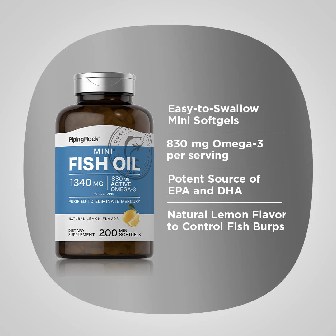 Foto 4 | Suplemento Piping Rock Mini Cápsulas Blandas De Aceite De Pescado, 1340 Mg, 200 Píldoras - Venta Internacional.
