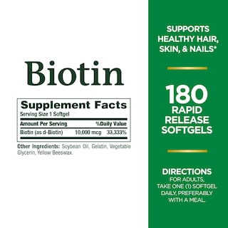 Foto 2 | Suplemento Nature's Bounty, Cápsulas Blandas De Biotina De 10,000 Mcg, 180 Unidades - Venta Internacional.