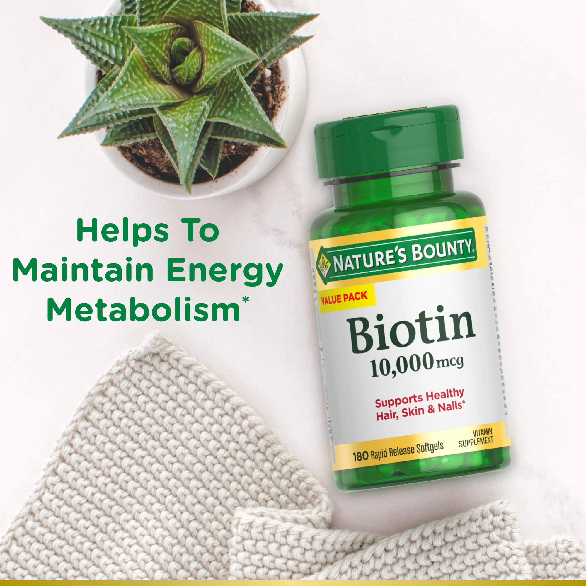 Foto 4 | Suplemento Nature's Bounty, Cápsulas Blandas De Biotina De 10,000 Mcg, 180 Unidades - Venta Internacional.