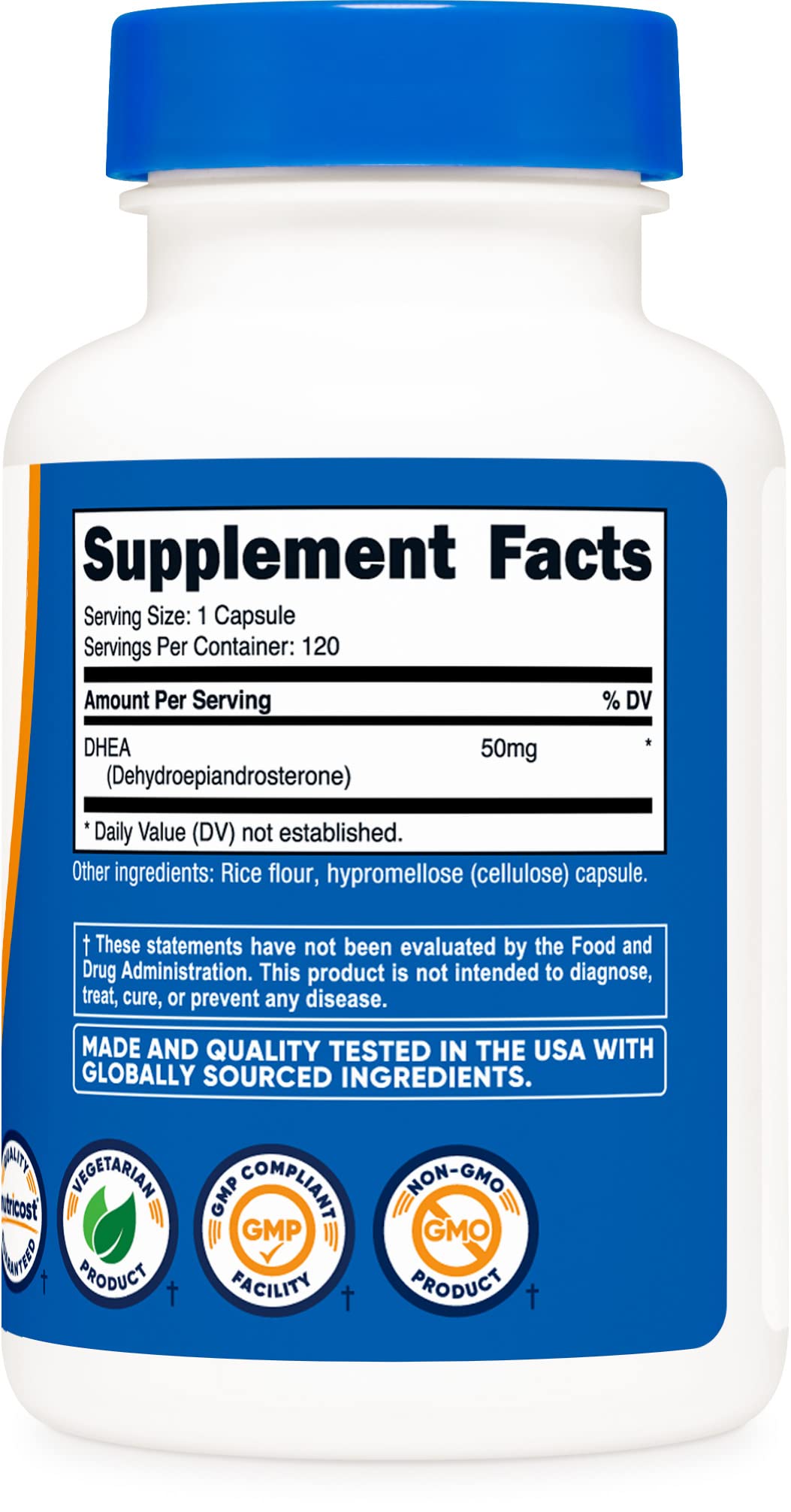 Foto 5 pulgar | Suplemento Nutricost Dhea 50 Mg 120 Cápsulas Sin Gluten Y Soja - Venta Internacional.