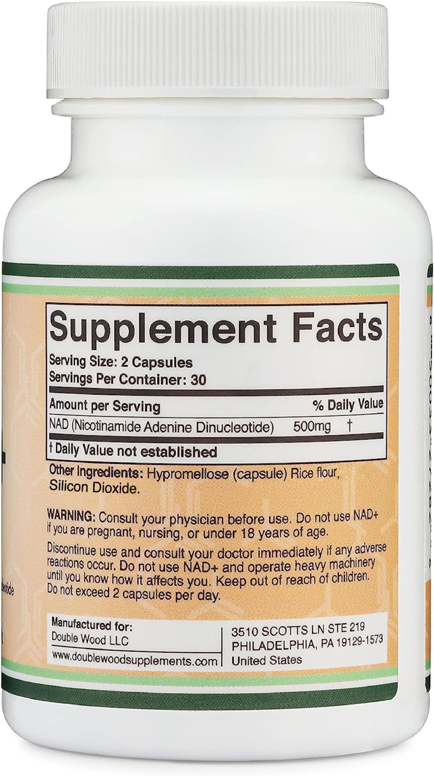 Foto 3 pulgar | Suplemento Double Wood Nad 500 Mg De Nad+ 95% Puro Durante 30 Días - Venta Internacional.