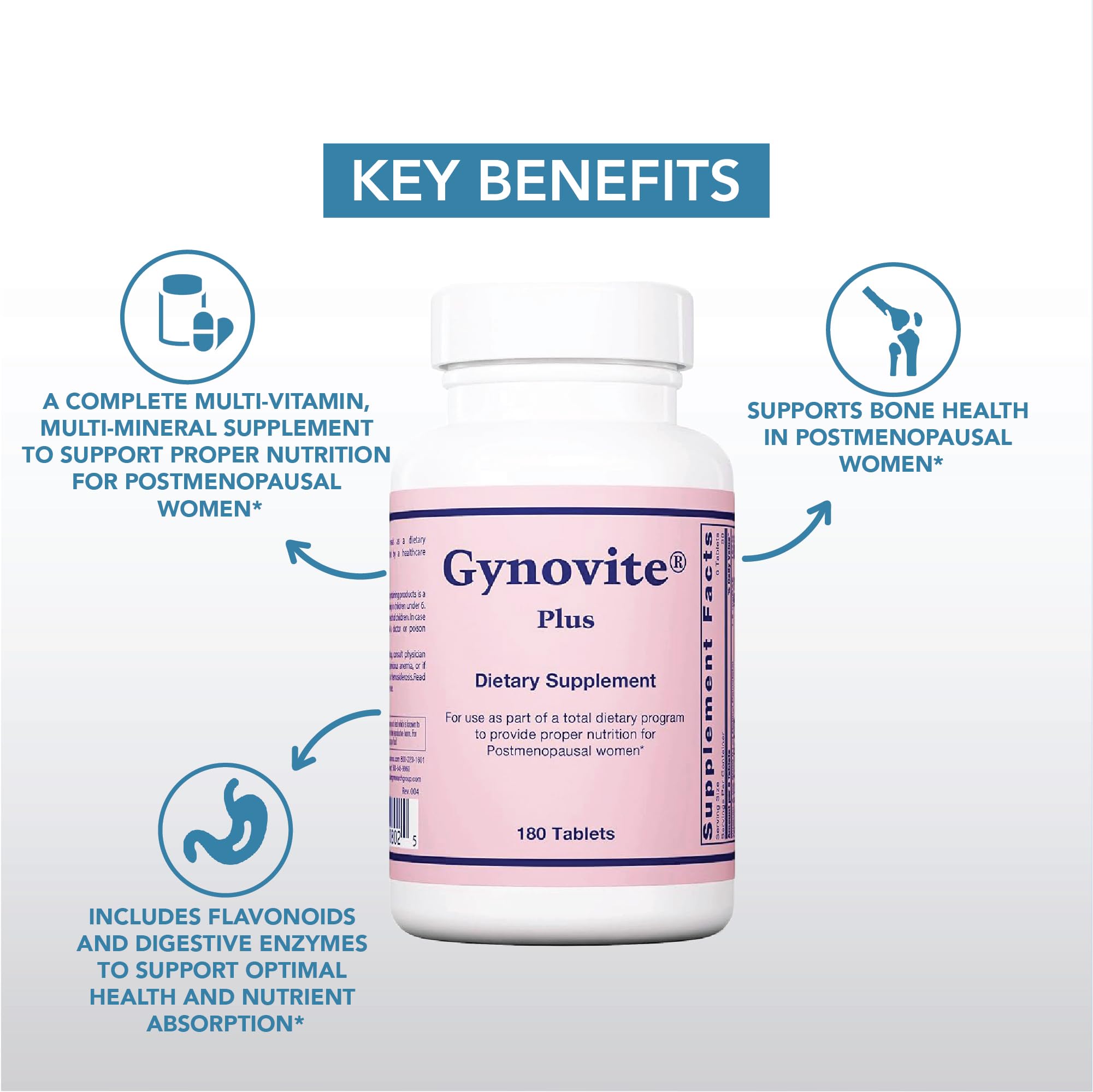 Foto 3 pulgar | Suplementos Optimox Gynovite Plus Menopause Relief 180 Unidades - Venta Internacional.