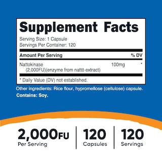Foto 2 | Suplemento Nutricost Nattokinase 2,000fu 120 Cápsulas - Venta Internacional.