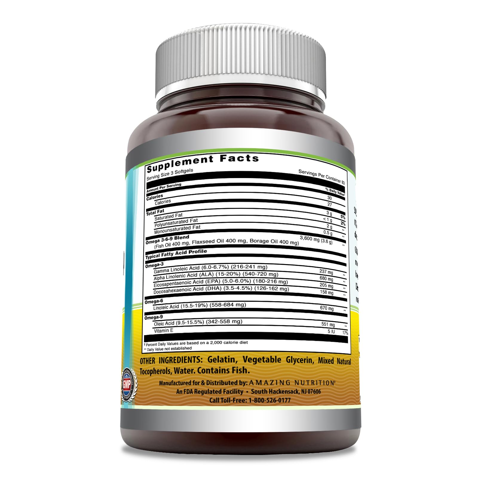 Foto 3 pulgar | Suplemento Amazing Omega 3.6.9 1200 Mg 250 Cápsulas Blandas - Venta Internacional.