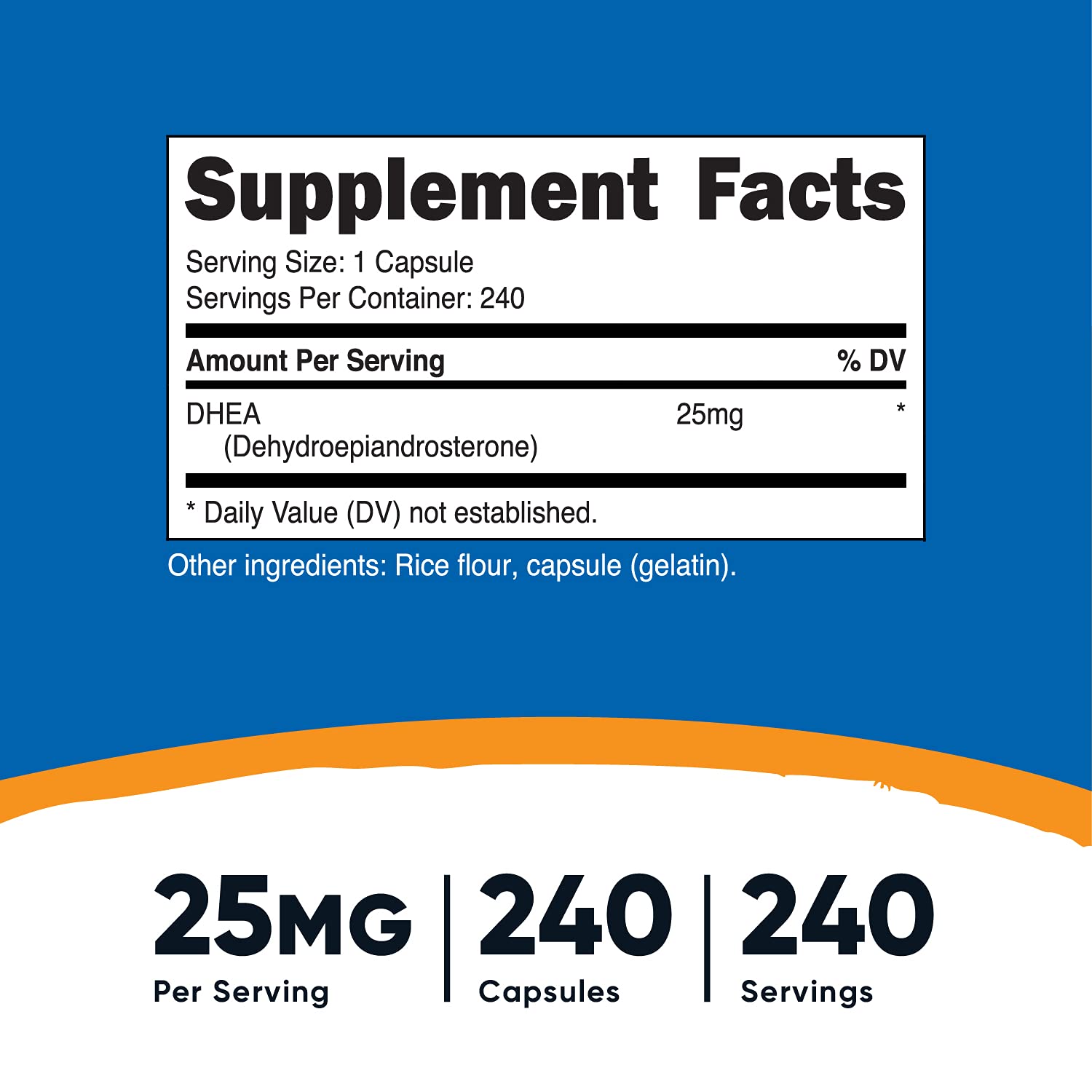 Foto 3 pulgar | Suplemento Nutricost Dhea 25 Mg 240 Cápsulas Sin Gluten Y Soja - Venta Internacional.