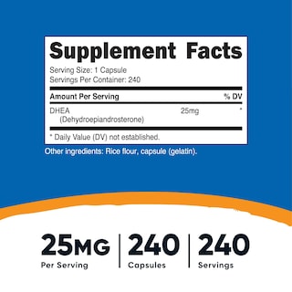 Foto 2 | Suplemento Nutricost Dhea 25 Mg 240 Cápsulas Sin Gluten Y Soja - Venta Internacional.