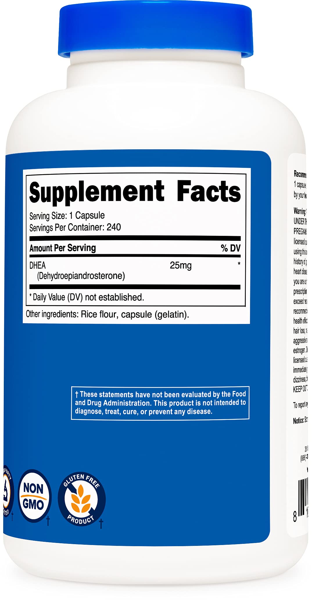 Foto 5 pulgar | Suplemento Nutricost Dhea 25 Mg 240 Cápsulas Sin Gluten Y Soja - Venta Internacional.