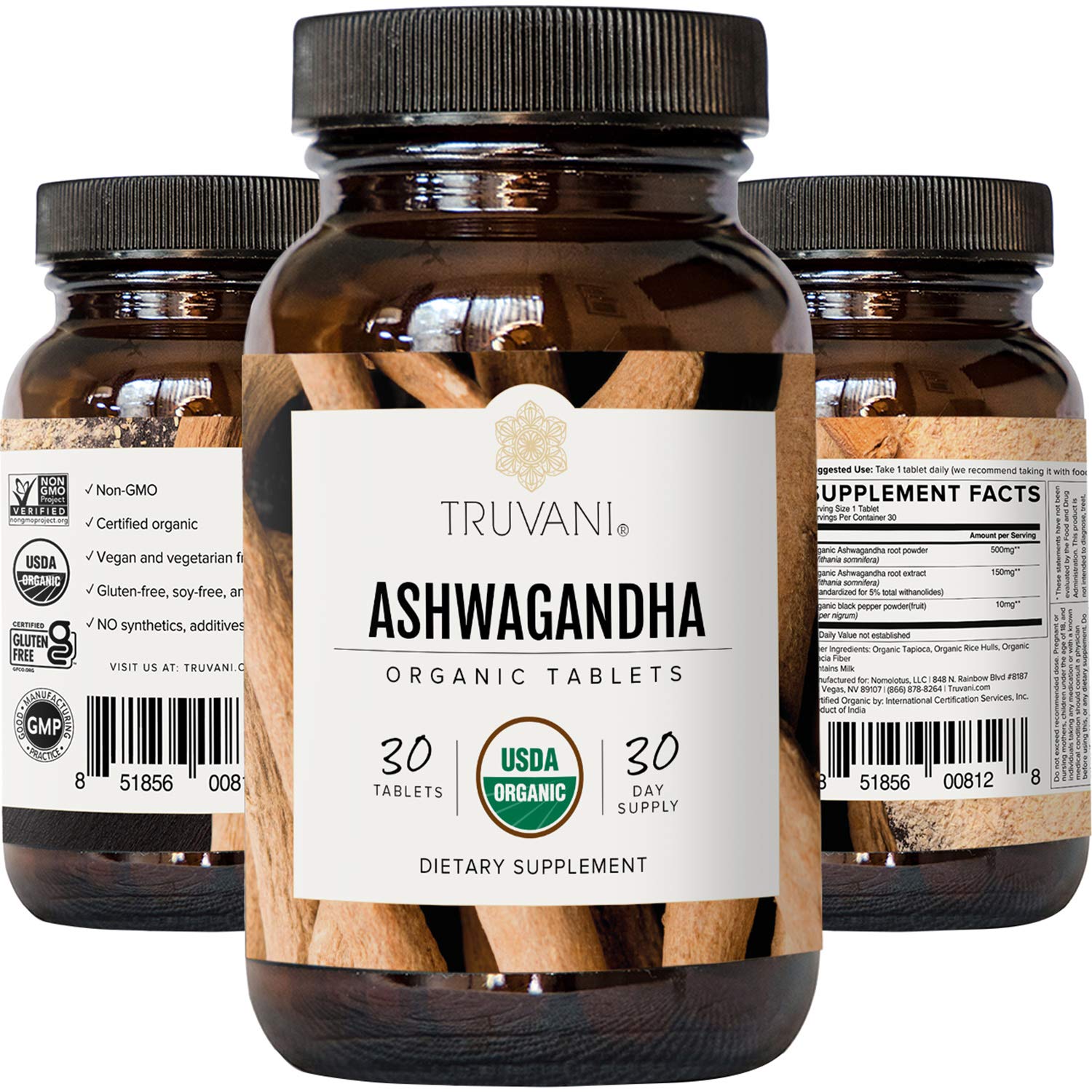 Foto 6 | Suplemento Truvani Organic Ashwagandha, Suministro De 30 Días - Venta Internacional.