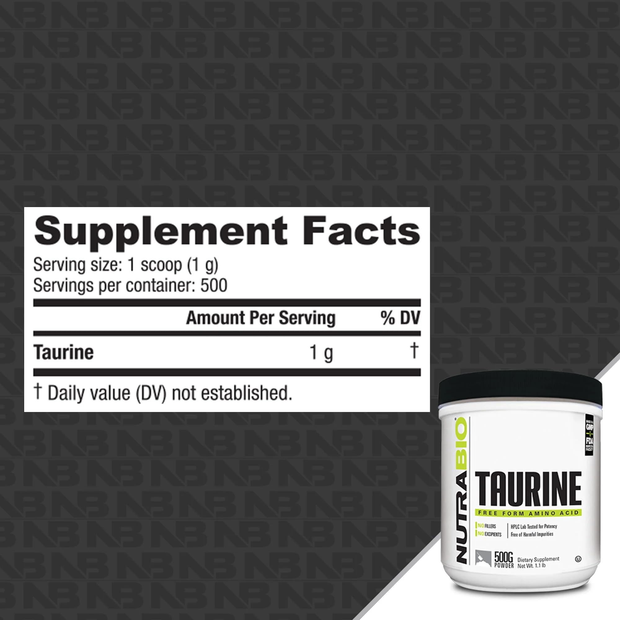 Foto 3 pulgar | Suplemento De Taurina En Polvo Nutrabio 500 G - Mejores Niveles De Energía - Venta Internacional.
