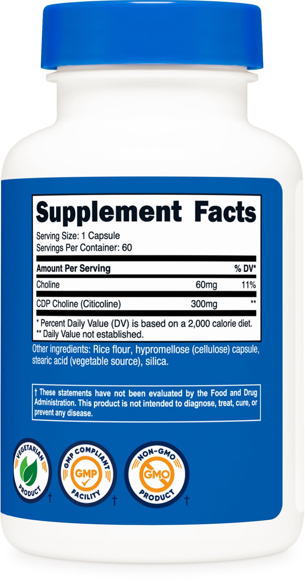 Foto 6 pulgar | Suplemento Nutricost Cdp Colina (citicolina) 300 Mg 60 Cápsulas - Venta Internacional.