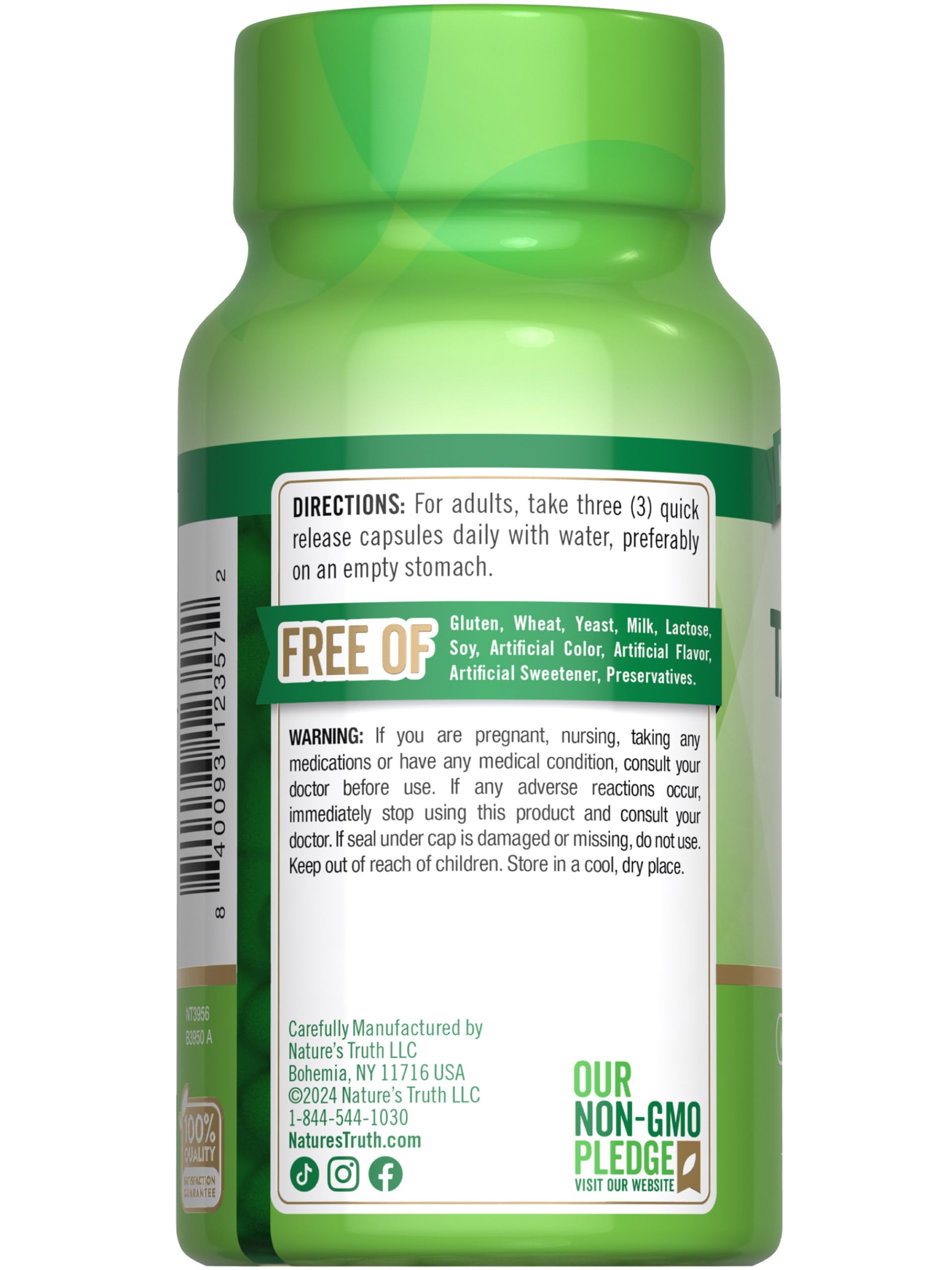 Foto 8 pulgar | Suplemento Nature's Truth Taurine 1500 Mg 90 Cápsulas - Venta Internacional.