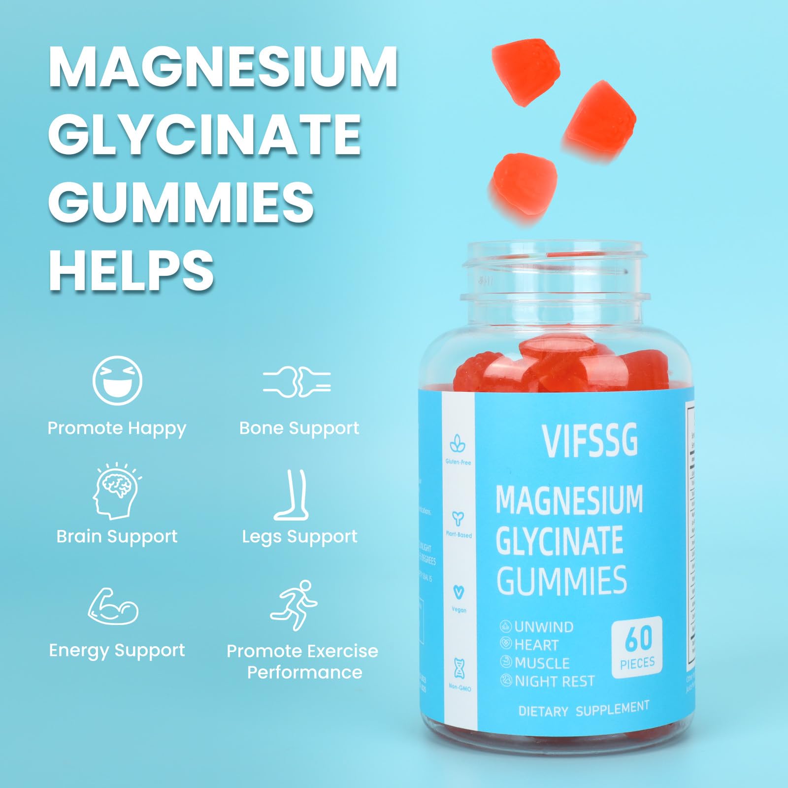Foto 3 | Gomitas De Glicinato De Magnesio Vifssg, 400 Mg, Paquete De 2, 120 Unidades - Venta Internacional.