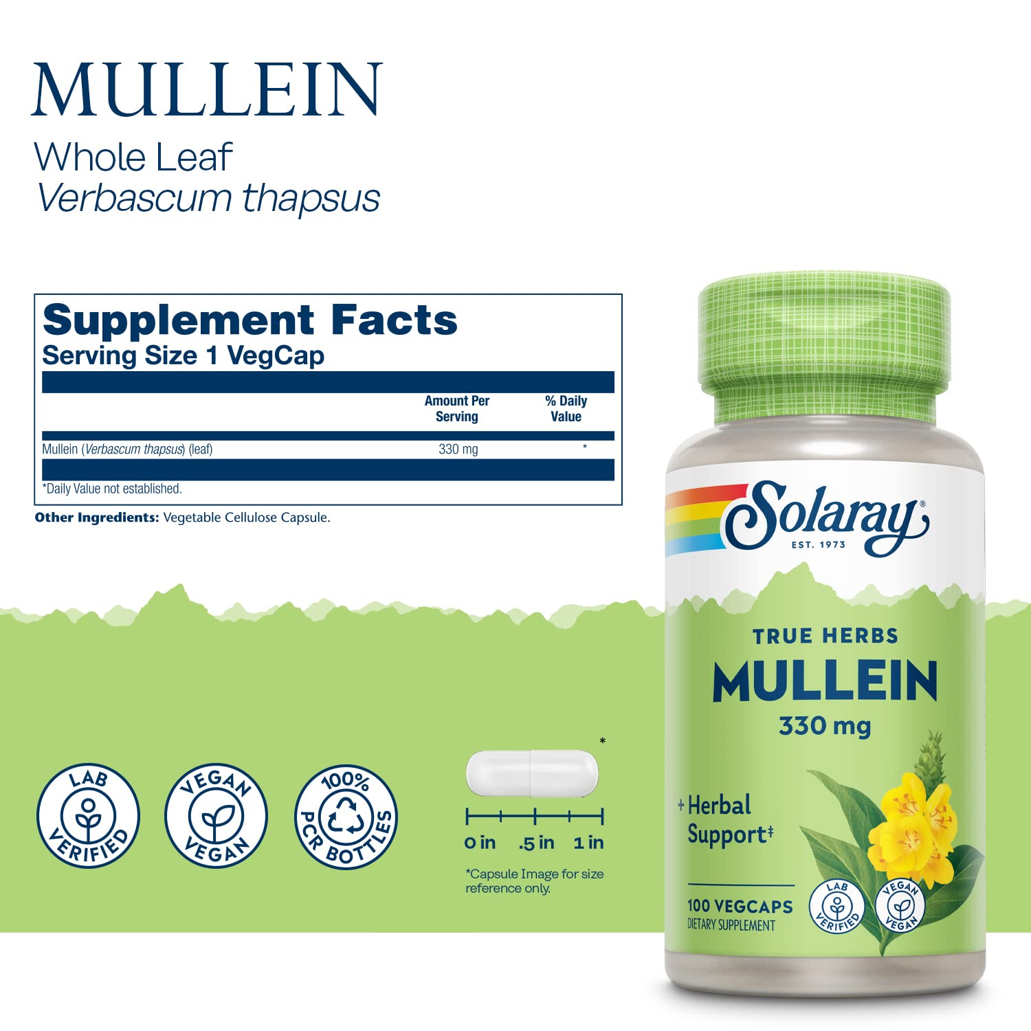 Foto 3 pulgar | Suplemento Solaray Hoja De Gordolobo 330 Mg 100 Cápsulas Vegetarianas (x2) - Venta Internacional.