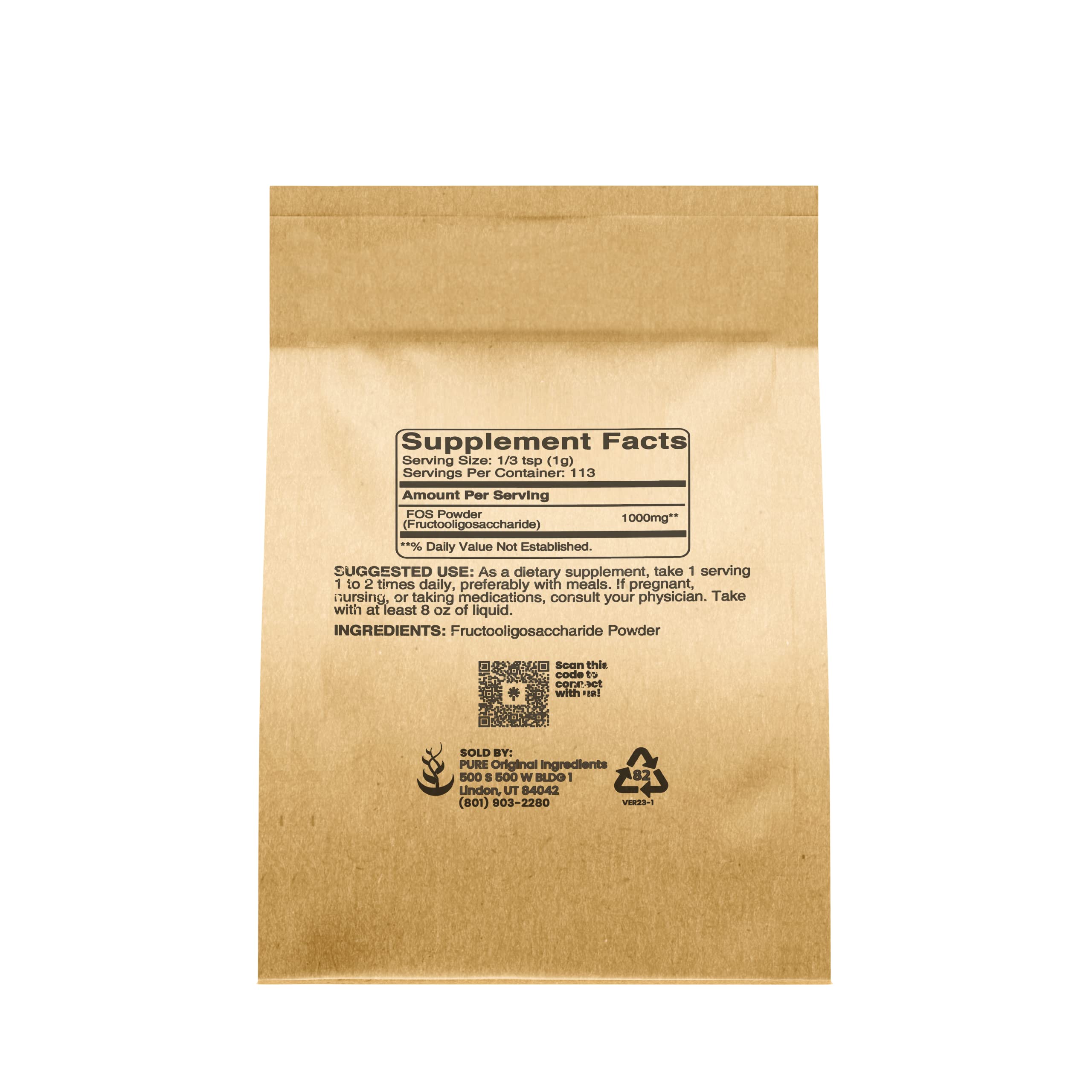 Foto 3 pulgar | Suplemento Dietético Pure Original Ingredients Fos Powder 120 Ml - Venta Internacional.