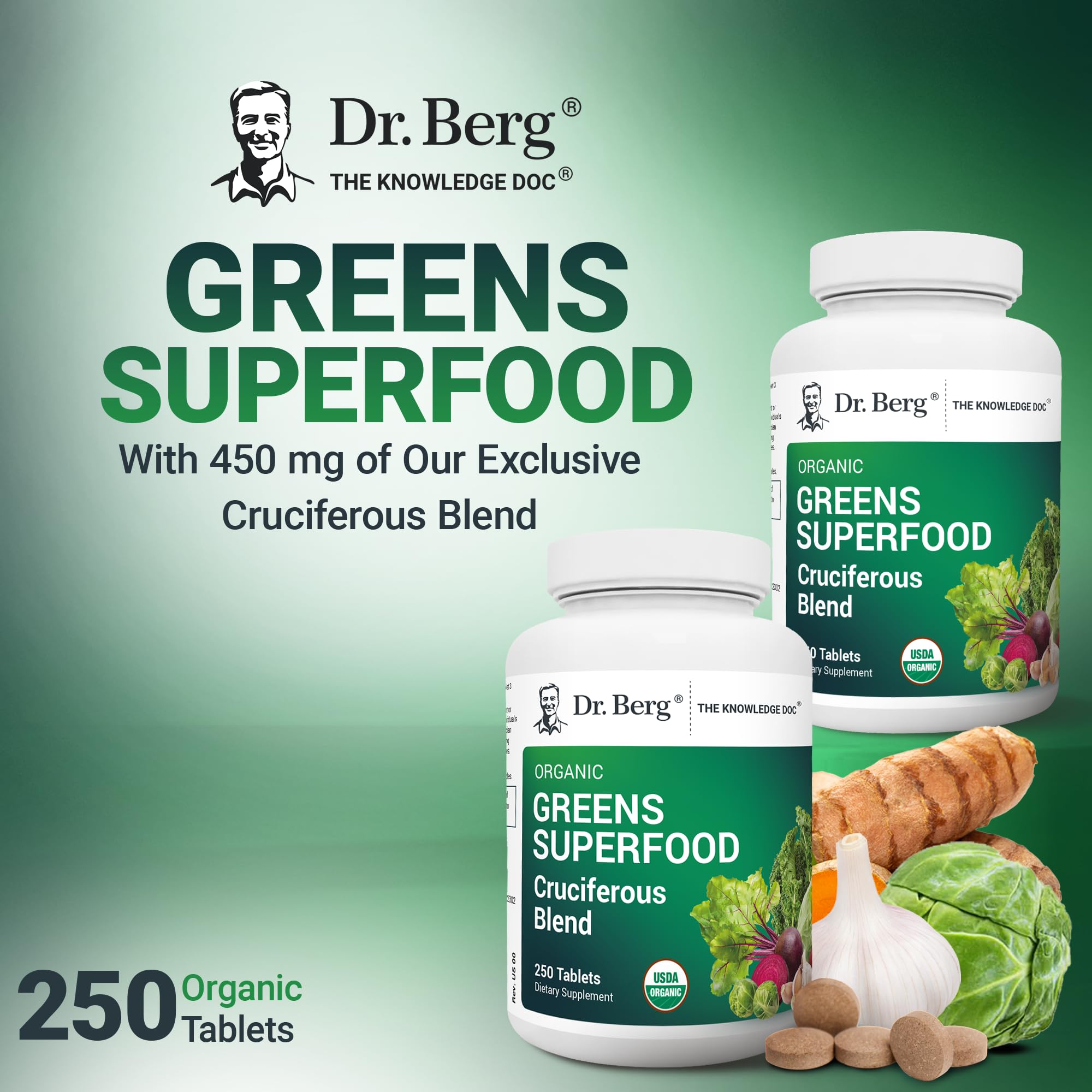 Foto 5 pulgar | Suplemento Dr. Berg Greens Superfood Crucíferous 250 Comprimidos - Venta Internacional.