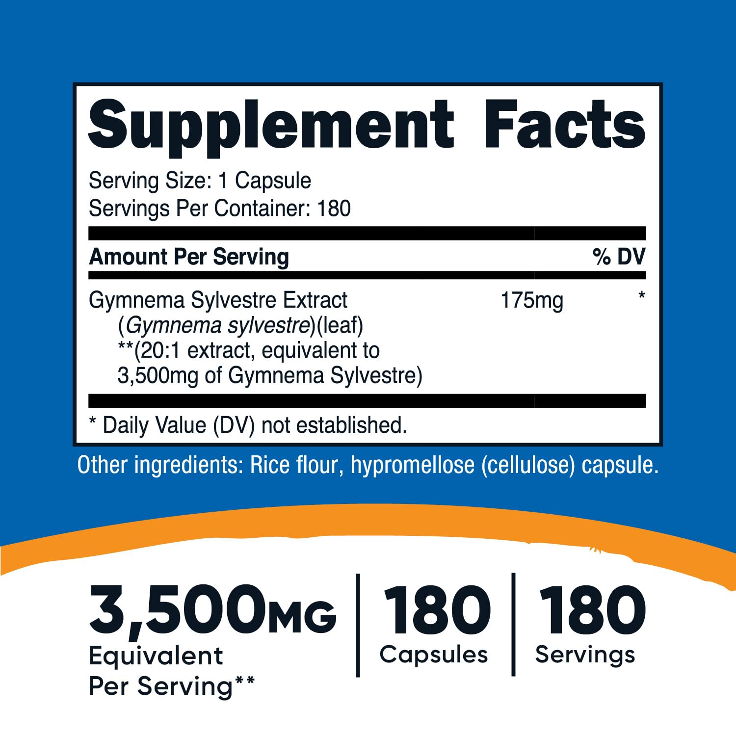 Foto 2 | Suplemento Nutricost Extracto De Gymnema Sylvestre 3500 Mg 180 Cápsulas - Venta Internacional.